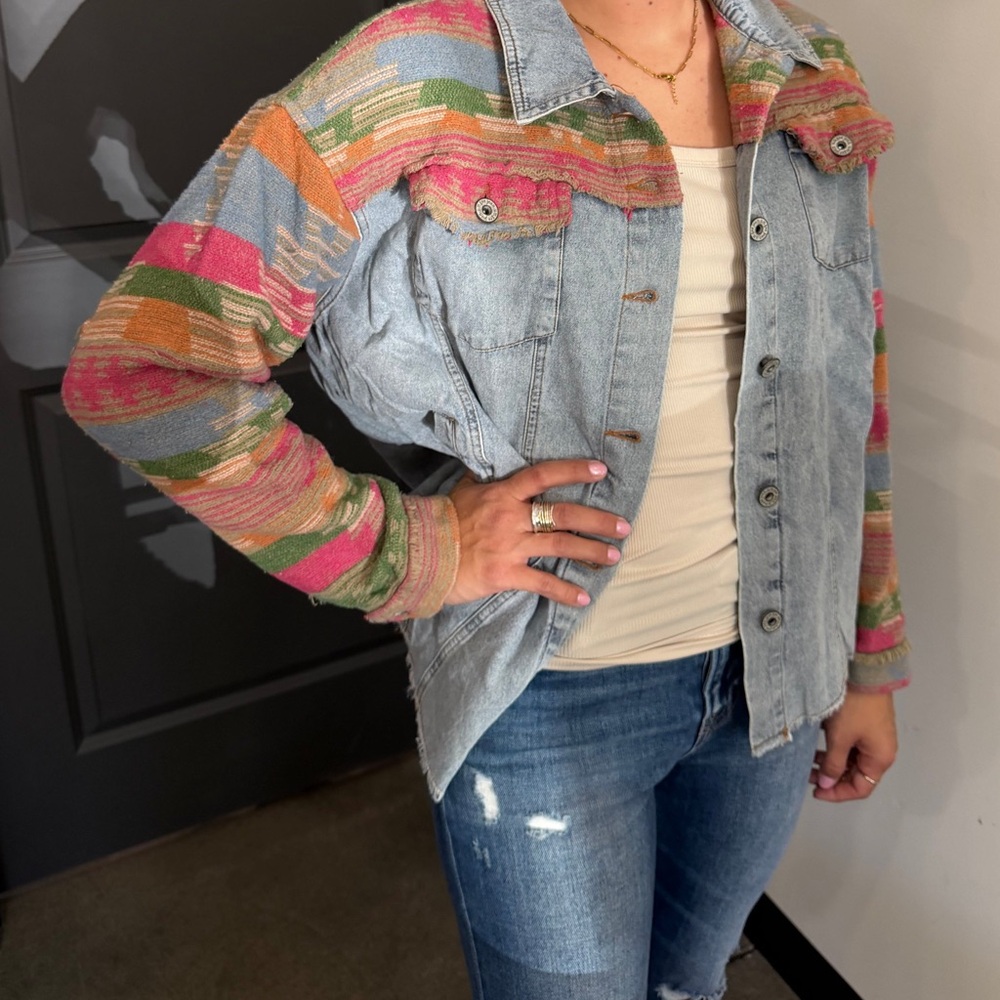 Umgee Multicolor Jean Jacket - Picture 2 of 3